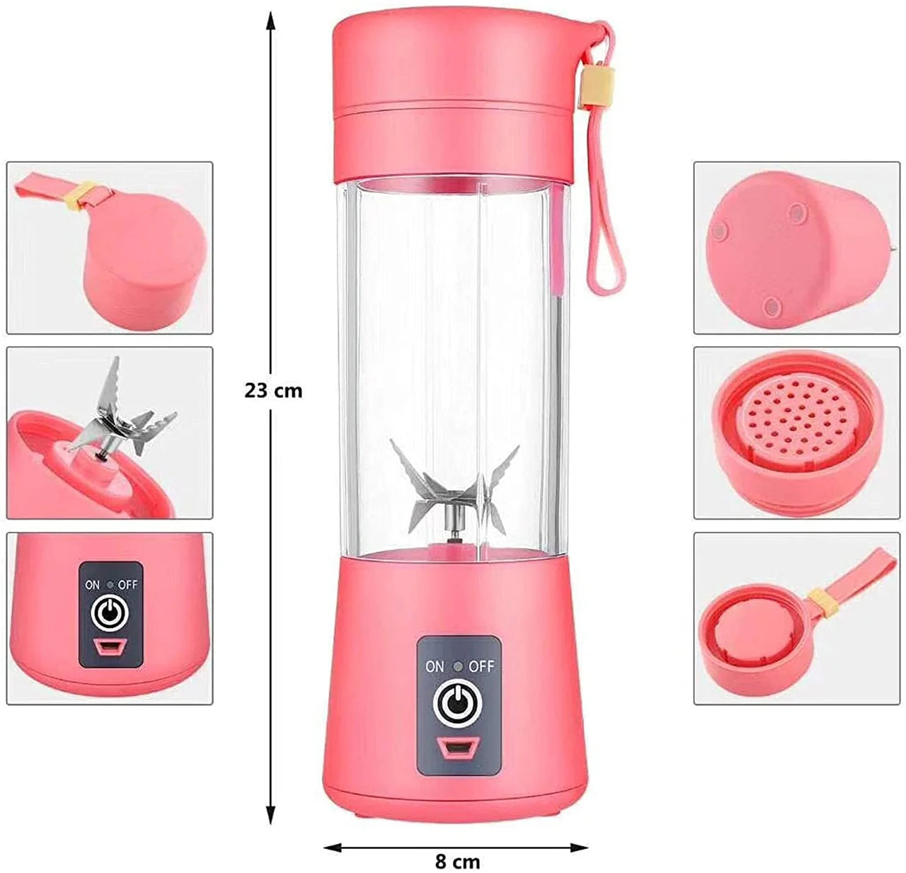 Portable Powerful 6 Blades USB Rechargeable Juicer/Blender