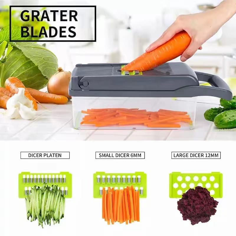 16-in-1 High-Quality Mandoline Slicer & Vegetable Chopper | Multifunctional Food Cutter, Grater & Shredder for Kitchen